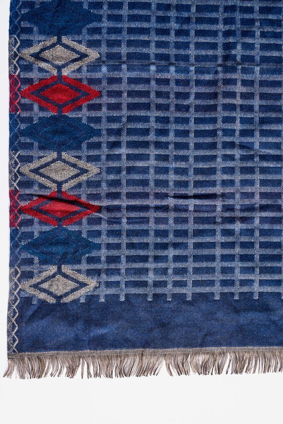 Blue Acrylic Solid Scarf, , image 2